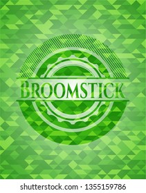 Broomstick green emblem with mosaic background