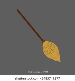 Broomstick Halloween elements Vector,  isolated on gray background, Vector illustration EPS 10