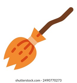 Broomstick halloween object icon illustration