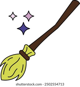Broomstick Icon for Halloween and Witchcraft-Themed Designs