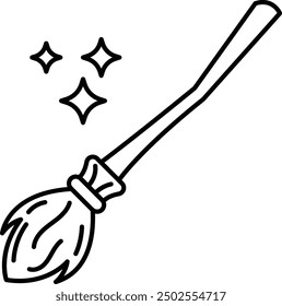 Broomstick Icon for Halloween and Witchcraft-Themed Designs