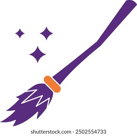 Broomstick Icon for Halloween and Witchcraft-Themed Designs