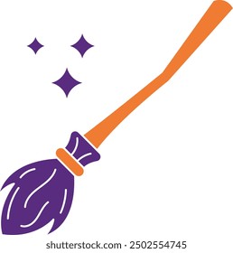 Broomstick Icon for Halloween and Witchcraft-Themed Designs