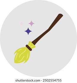 Broomstick Icon for Halloween and Witchcraft-Themed Designs