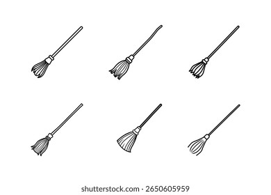 ícone de vassoura ilustração vetorial de arte de linha