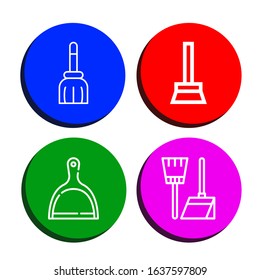broomstick icon set. Collection of Broom, Dustpan icons