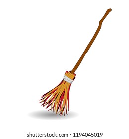 Broomstick Icon Symbol Design. Vector illustration isolated on white background. Halloween graphic