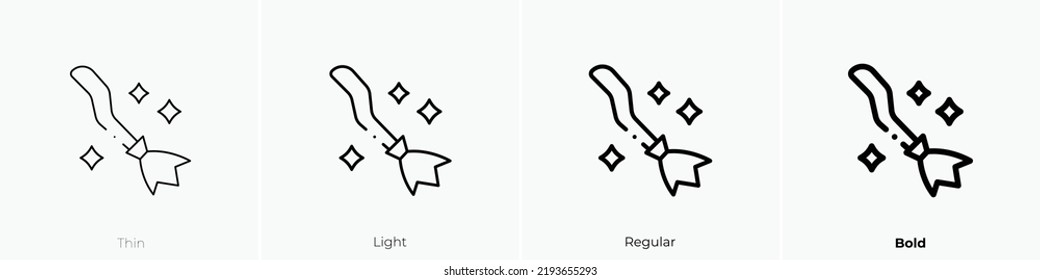 broomstick icon. Thin, Light Regular And Bold style design isolated on white background