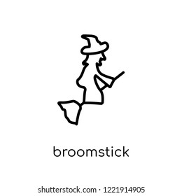 Broomstick icon. Trendy modern flat linear vector Broomstick icon on white background from thin line Fairy Tale collection, editable outline stroke vector illustration