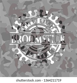 Broomstick on grey camo pattern