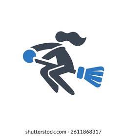 Broomstick Riding Icon On White Background