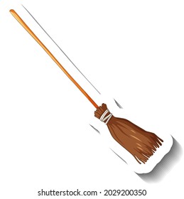 Broomstick sticker on white background illustration