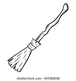 Broomstick using doodle art on white background