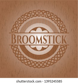 Broomstick vintage wooden emblem. Vector Illustration.