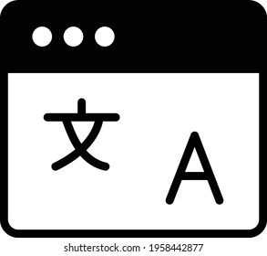 Broswer Based Translator Plugin Concept Vector Glyph Icon Design, Language Translation symbol on white background, Dub localization stock illustration