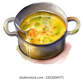 Broth Watercolor illustration. Hand drawn underwater element design. Artistic vector marine design element. Illustration for greeting cards, printing and other design projects.