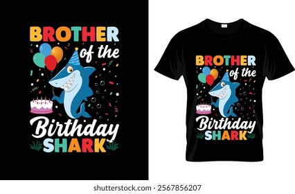 Brother Of The Birthday Shark  T-Shirt Design Vector