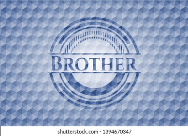 Brother blue emblem with geometric pattern. Vector Illustration. Detailed.