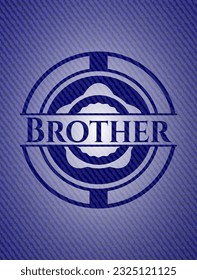 emblema del hermano con fondo jean. Ilustración vectorial. Detallado. 