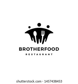 Brother Food People Group Human Fork Spoon Logo Vector Icon Illustration