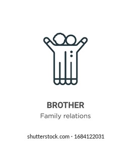 Brother outline vector icon. Thin line black brother icon, flat vector simple element illustration from editable family relations concept isolated stroke on white background