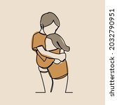 Brother and sister children girl day oneline continuous line art premium vector