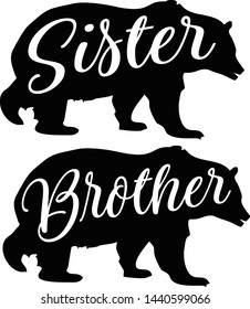 Brother & Sister lettering vector template font