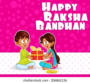 Brother and Sister in Raksha Bandhan in vector