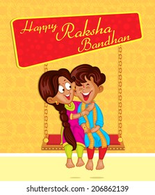 Brother and Sister in Raksha Bandhan in vector