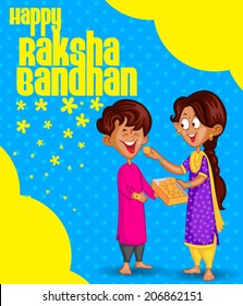 Brother and Sister in Raksha Bandhan in vector