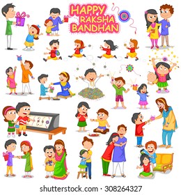 Brother and Sister in Raksha Bandhan in vector