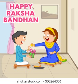 Brother and Sister in Raksha Bandhan in vector