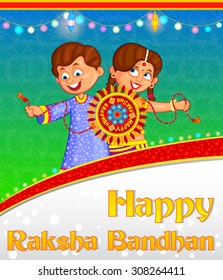 Brother and Sister in Raksha Bandhan in vector