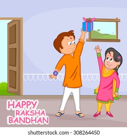 Brother and Sister in Raksha Bandhan in vector