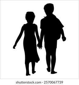 Brother and Sister Silhouettes vector illustration