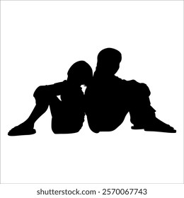 Brother and Sister Silhouettes vector illustration