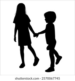 Brother and Sister Silhouettes vector illustration