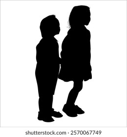 Brother and Sister Silhouettes vector illustration