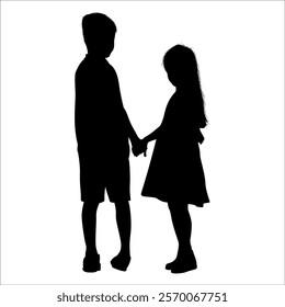 Brother and Sister Silhouettes vector illustration