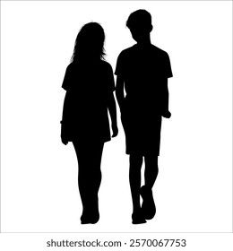 Brother and Sister Silhouettes vector illustration