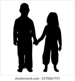 Brother and Sister Silhouettes vector illustration