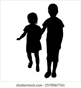 Brother and Sister Silhouettes vector illustration