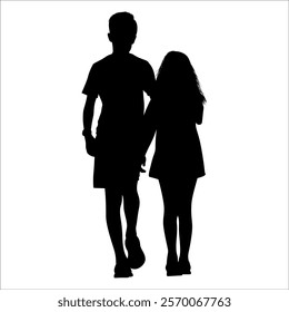 Brother and Sister Silhouettes vector illustration