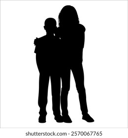 Brother and Sister Silhouettes vector illustration