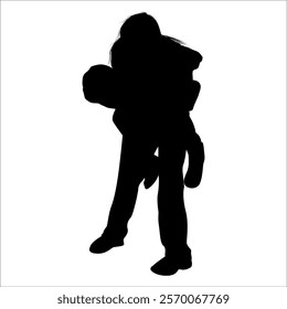 Brother and Sister Silhouettes vector illustration