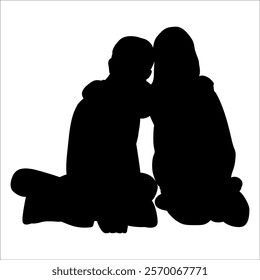 Brother and Sister Silhouettes vector illustration