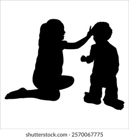 Brother and Sister Silhouettes vector illustration