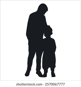 Brother and Sister Silhouettes vector illustration