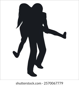 Brother and Sister Silhouettes vector illustration