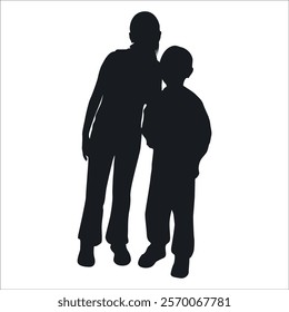 Brother and Sister Silhouettes vector illustration